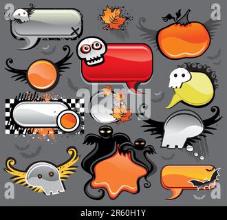 Halloween speech bubbles - vector set of design elements Stock Vector
