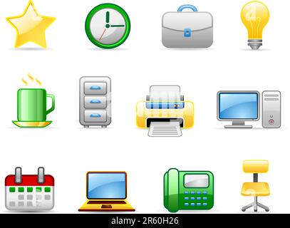Set of icons on an office 5 theme. Stock Vector