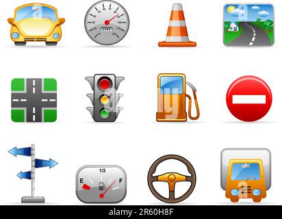 Icon set on a theme Transport and Road Stock Vector