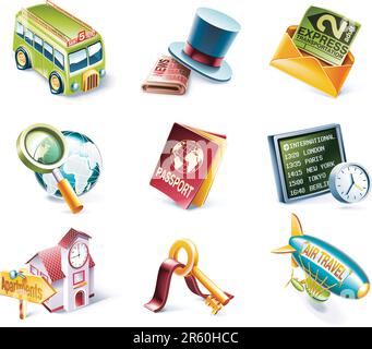 Set of highly detailed cartoon icons Stock Vector