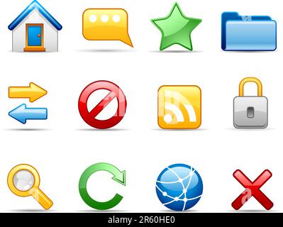 Set of icons on an internet theme. Stock Vector