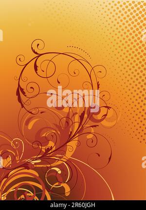 Vector illustration of orange Floral Decorative background Stock Vector