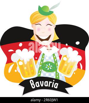 Bavarian man in traditional clothes. Vector Illustration. Stock Vector