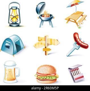 Set of highly detailed cartoon icons Stock Vector