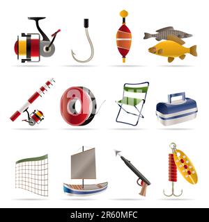 Fishing and holiday icons - vector icon set Stock Vector