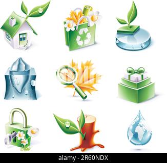 Set of highly detailed cartoon icons Stock Vector