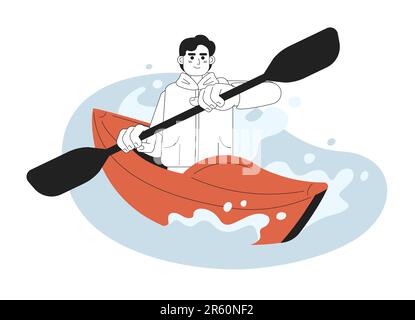 Kayaking competition concept hero image Stock Vector