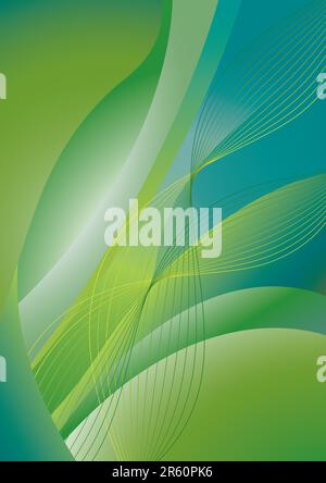 Abstract green flowing wavy background Stock Vector