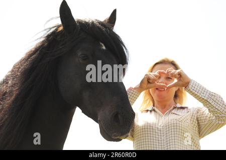 Black woman standing next to a horse hi-res stock photography and