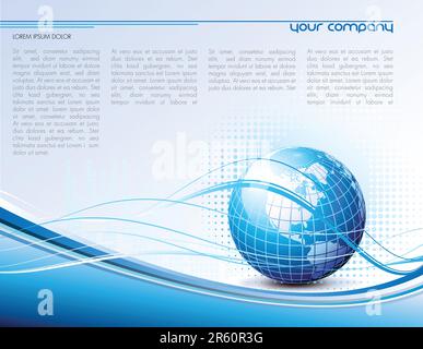 Clean futuristic vector design template with earth globe   - easy to edit vector EPS file Stock Vector
