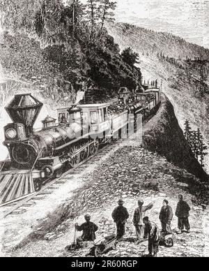 The Pacific Express rounding Cape Horn, California, USA in the 19th century. From America Revisited: From The Bay of New York to The Gulf of Mexico, published 1886. Stock Photo