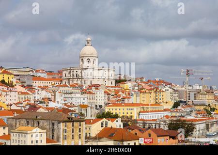 The Dome and building of the National Pantheon, Igreja de Santa Engracia, Church of Saint Engracia, in the Campo De Santa Clara district, seen over th Stock Photo