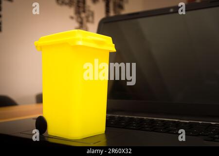 Electronic waste disposal illustration with miniature objects concept shot Stock Photo