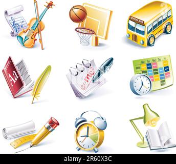 Set of highly detailed cartoon icons Stock Vector