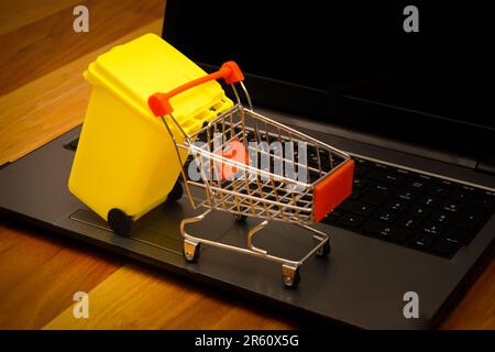 Electronic waste disposal illustration with miniature objects concept shot Stock Photo