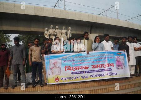 Dhaka, Bangladesh. 03rd June, 2023. Activists and students protest abolishing the Digital Security Act, 2018, a digital security law in front of Anti-Terrorism Raju Memorial Sculpture near Dhaka University. (Photo by MD Mehedi Hasan/Pacific Press) Credit: Pacific Press Media Production Corp./Alamy Live News Stock Photo