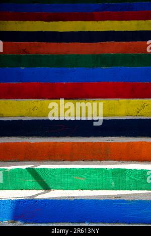 Rainbow stairs in Tirilye Bursa Turkey Stock Photo