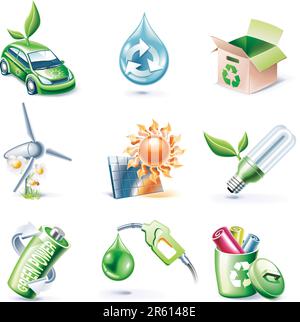 Set of highly detailed cartoon icons Stock Vector