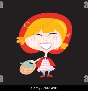 Little Red Riding Hood. Vector Illustration. Isolated on black background. Stock Vector