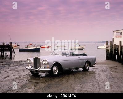 Classic car. 1960s. Rolls-Royce Silver Cloud III Continental Convertible on harbour slipway. Stock Photo