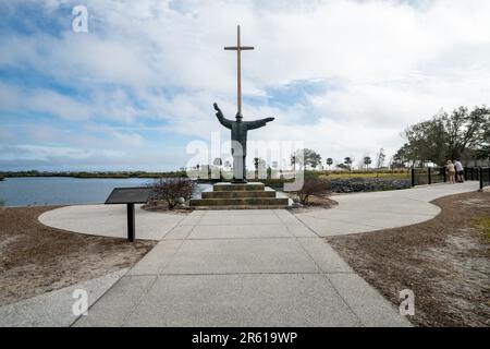 St Augustine, Florioda -December 31, 2022: Bronze statue of Father Francisco Lopez created by Dr. Ivan Mestrovi. Located on the site of The Mission of Stock Photo