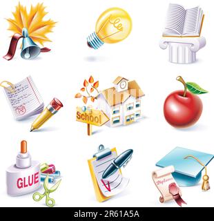 Set of highly detailed cartoon icons Stock Vector