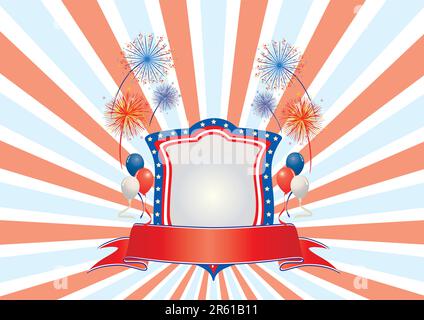 Stylized shield with American flag Stock Vector