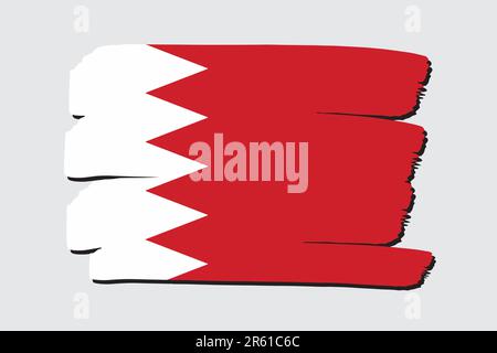 Bahrain Flag with colored hand drawn lines in Vector Format Stock Vector
