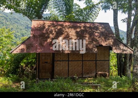 A small house in the shade of trees in the tropical nature of the north Thailand Stock Photo