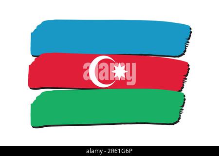 Azerbaijan Flag with colored hand drawn lines in Vector Format Stock Vector