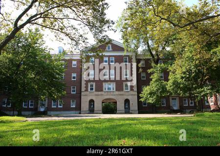 Main entrance to Building #12 located in Nolan Park section of Governors Island, on August 4th, 2019 in Manhattan, New York, USA. (Photo by Wojciech M Stock Photo