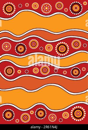 Vector pattern including ethnic Australian motive with multicolored typical elements Stock Vector