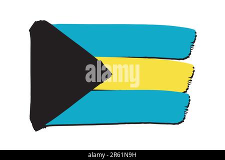 Bahamas Flag with colored hand drawn lines in Vector Format Stock Vector