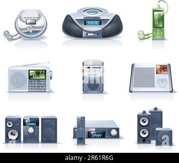 Set of the detailed domestic appliances icons Stock Vector