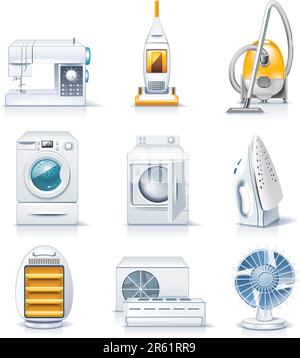 Set of the detailed domestic appliances icons Stock Vector