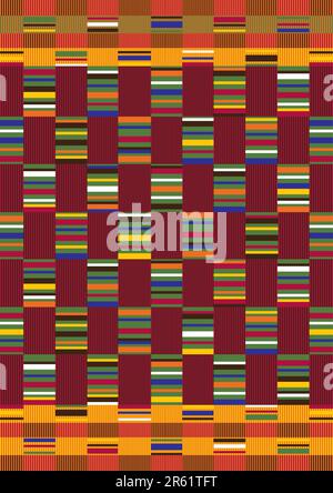 Vector carpet including ethnic African motive with multicolored typical elements Stock Vector