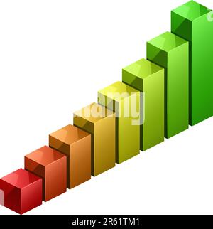 Green bar graph and rising red arrow. Business and finance data ...