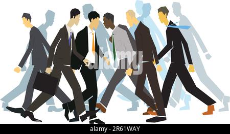 Businessmen hurrying on city street Stock Vector