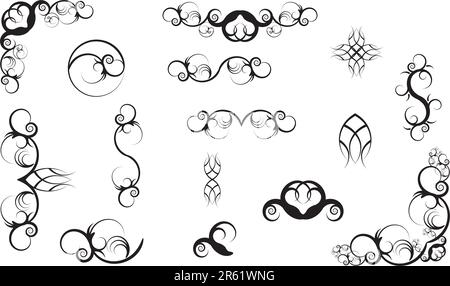 a collection of swirl elements Stock Vector