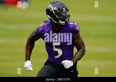 Laquon Treadwell of the Baltimore Ravens warms up prior to an NFL