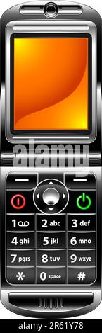 Vector image of a black and orange mobile phone Stock Vector