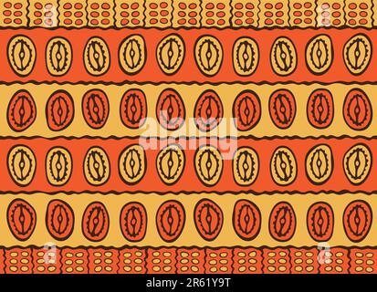 Vector pattern including ethnic African motive with multicolored typical elements Stock Vector