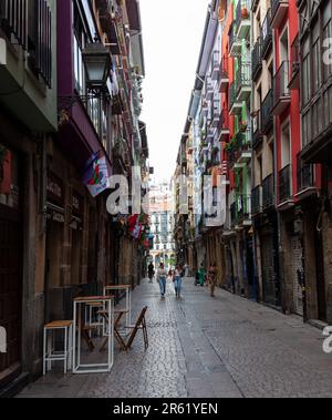 Bilbao, Spain - August 03, 2022: View of the Old town of Bilbao Stock Photo