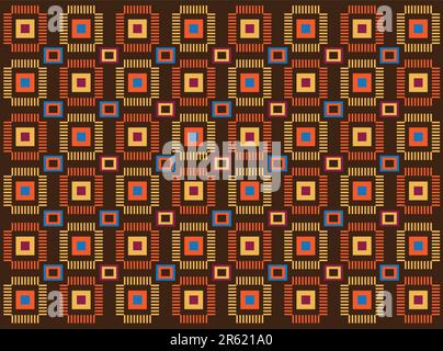 Vector pattern including ethnic African motive with multicolored typical elements Stock Vector