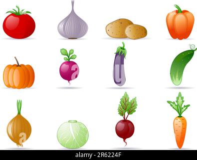 Vegetables icon set Stock Vector