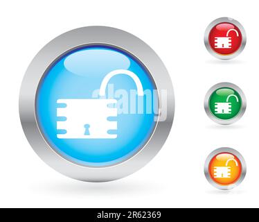 Glossy padlock button set.  More buttons sets in my porfolio. Stock Vector