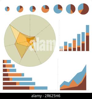 Variety of business charts isolated on a white background. Stock Vector