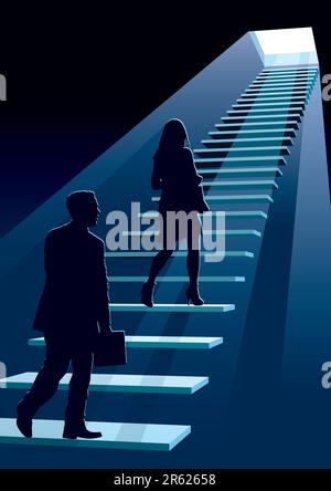 Businesspeople in a hurry, conceptual business illustration. Stock Vector