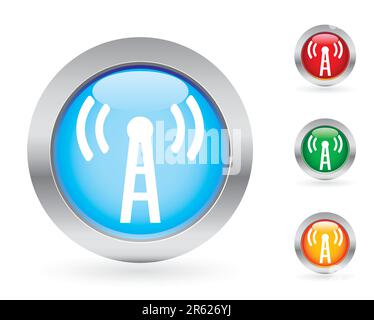 Glossy antenna button set.  More buttons sets in my porfolio. Stock Vector