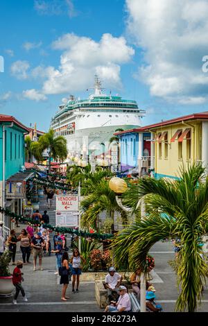 Grandeur of the Seas and Heritage Quay, St Johns, Antigua Stock Photo